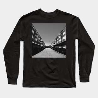 Nostalgic Apartment Buildings Black and White Photography Design Long Sleeve T-Shirt